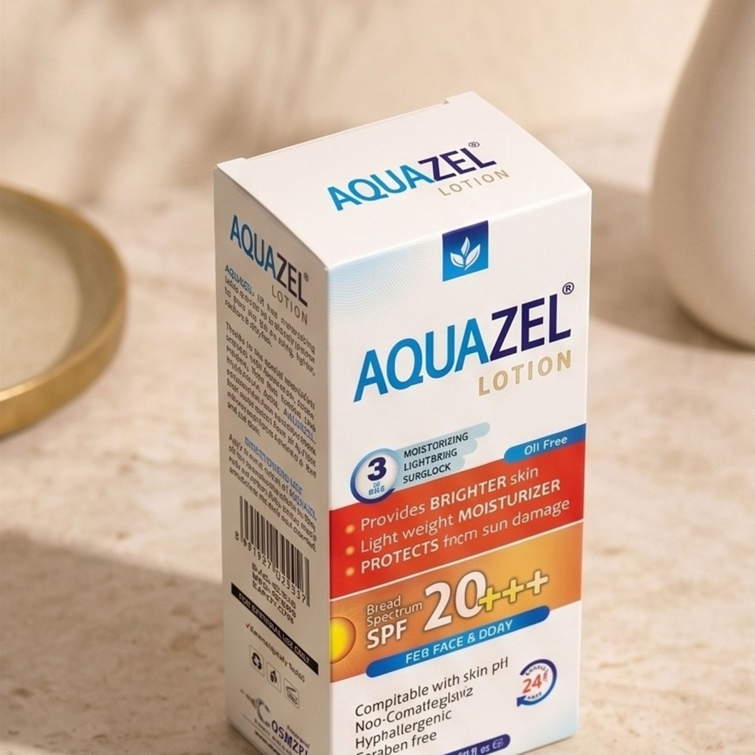Aquazel Lotion – 3-in-1 Oil-Free Moisturizer, Skin Lightening & SPF 20 Sunblock (120ml)